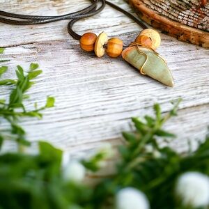 Wrapped pictureJasper gemstone necklace,unique long earthy necklace,gift for mom